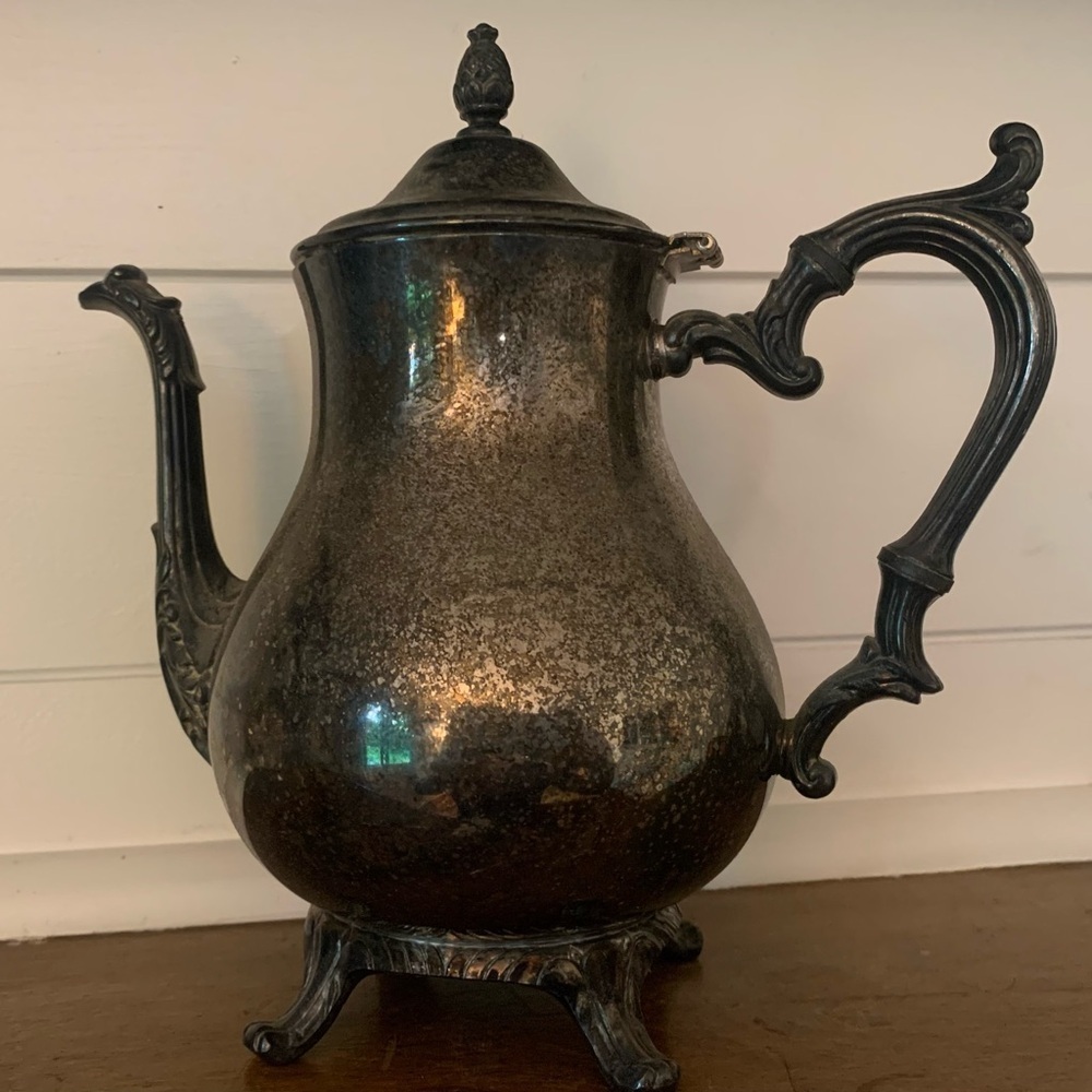 LS Co. Tea / Coffee Pot Silverplated 9" Tall- Uncleaned Patina!! - Picture 11 of 16